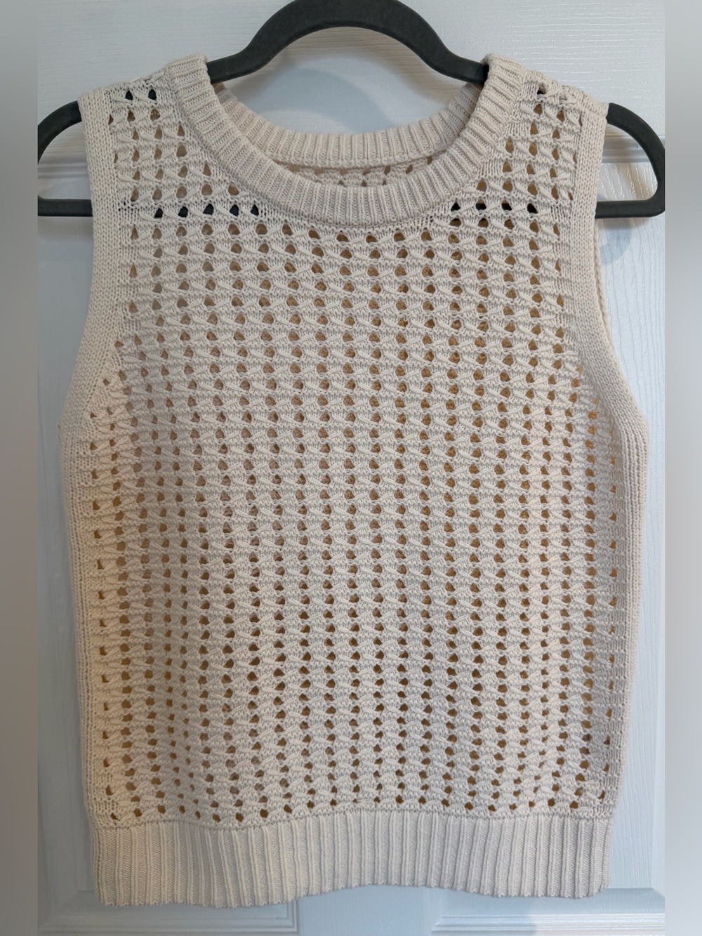 Sonoma Cream Open-Knit Sleeveless Sweater Vest